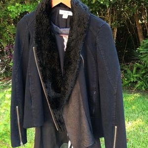 HELMUT LANG  DENIM SHEARLING  MOTO JACKET COAT M